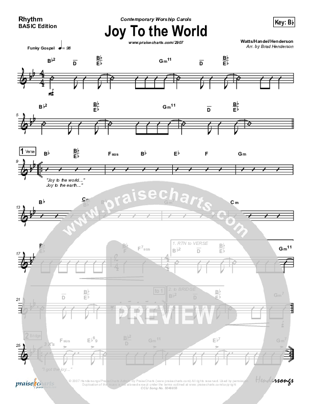 Joy To The World Rhythm Chart (Dennis Jernigan)