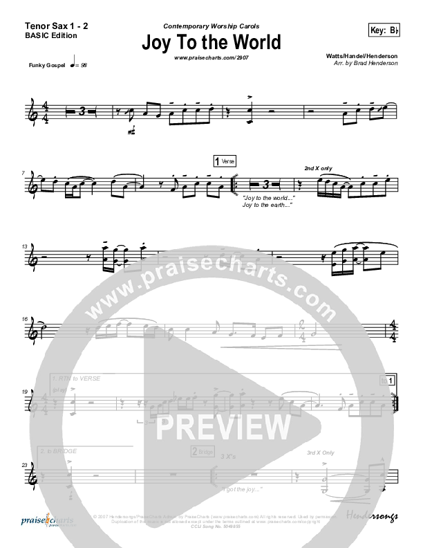 Joy To The World Tenor Sax 1/2 (Dennis Jernigan)