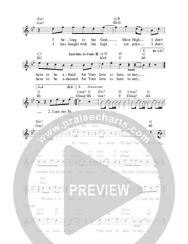 My Father's Child Lead Sheet (Planetshakers)