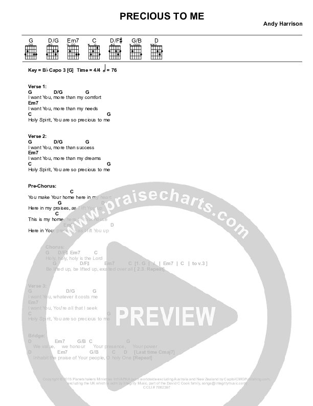 Precious To Me Chords & Lyrics (Planetshakers)