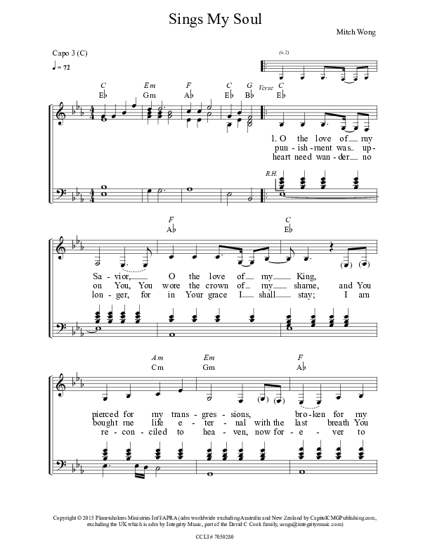 Sings My Soul Piano/Vocal (Planetshakers)