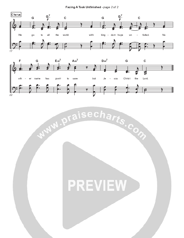 Facing A Task Unfinished (Version 2) Hymn Sheet (Keith & Kristyn Getty)