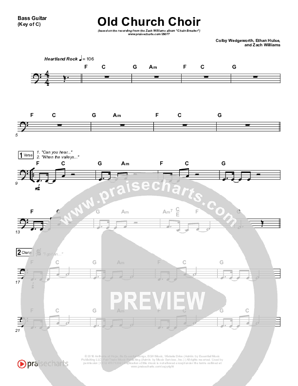 Old Church Choir Bass Guitar (Zach Williams)