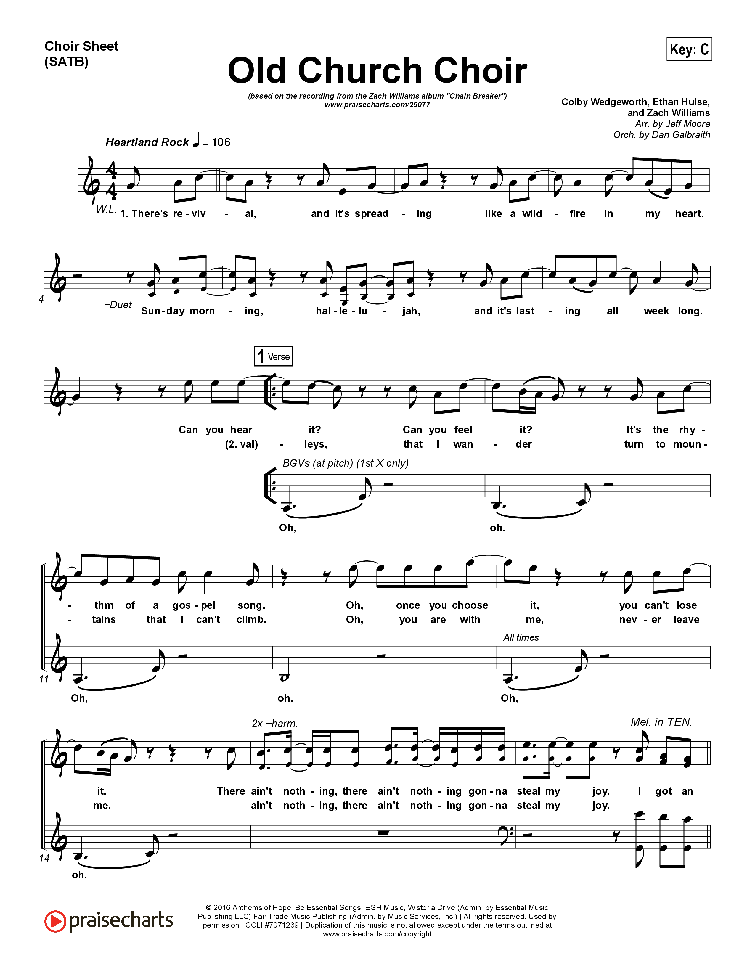 Old Church Choir Choir Vocals (SATB) (Zach Williams)