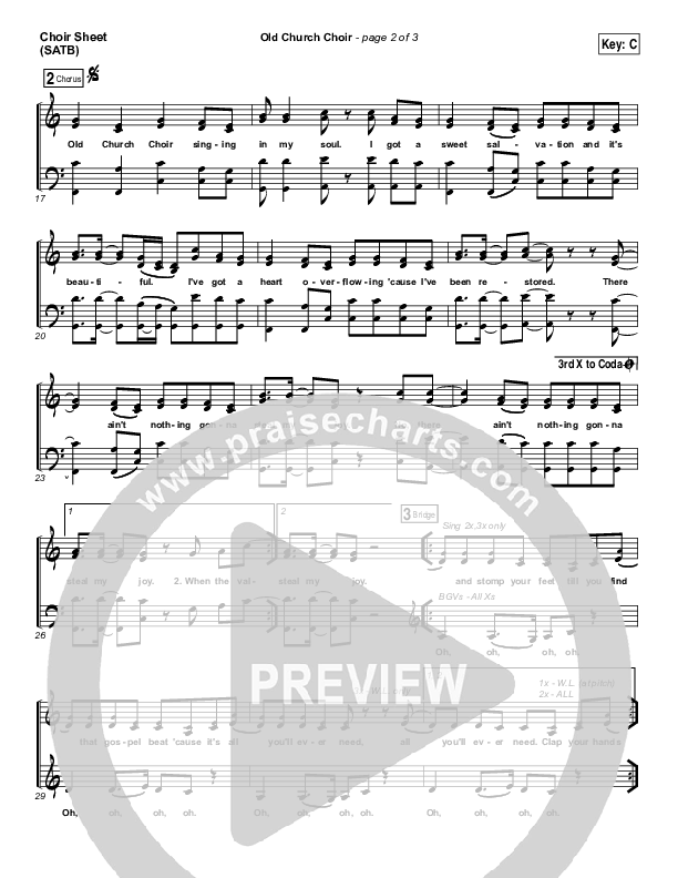 Old Church Choir Sheet Music PDF (Zach Williams) - PraiseCharts