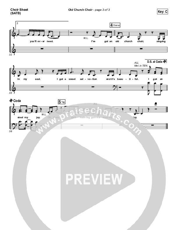 Old Church Choir Choir Sheet (SATB) (Zach Williams)
