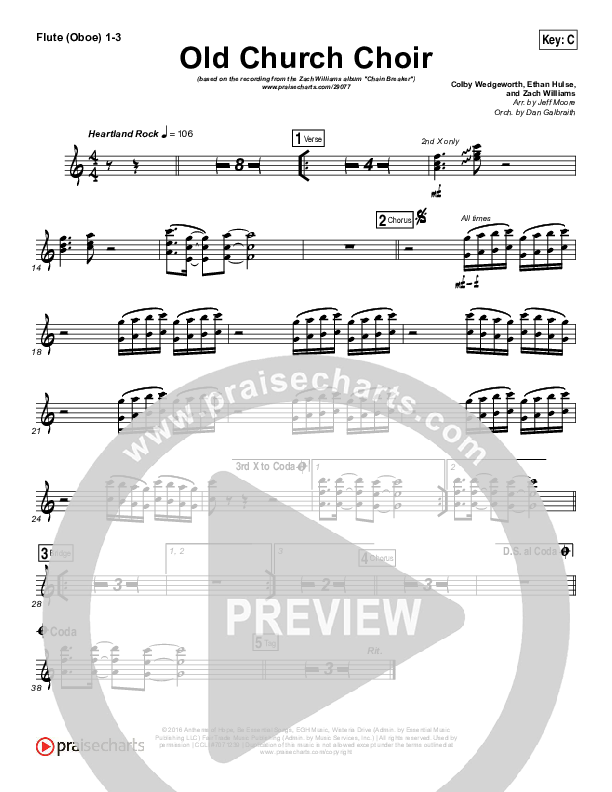 Old Church Choir Flute/Oboe 1/2/3 (Zach Williams)