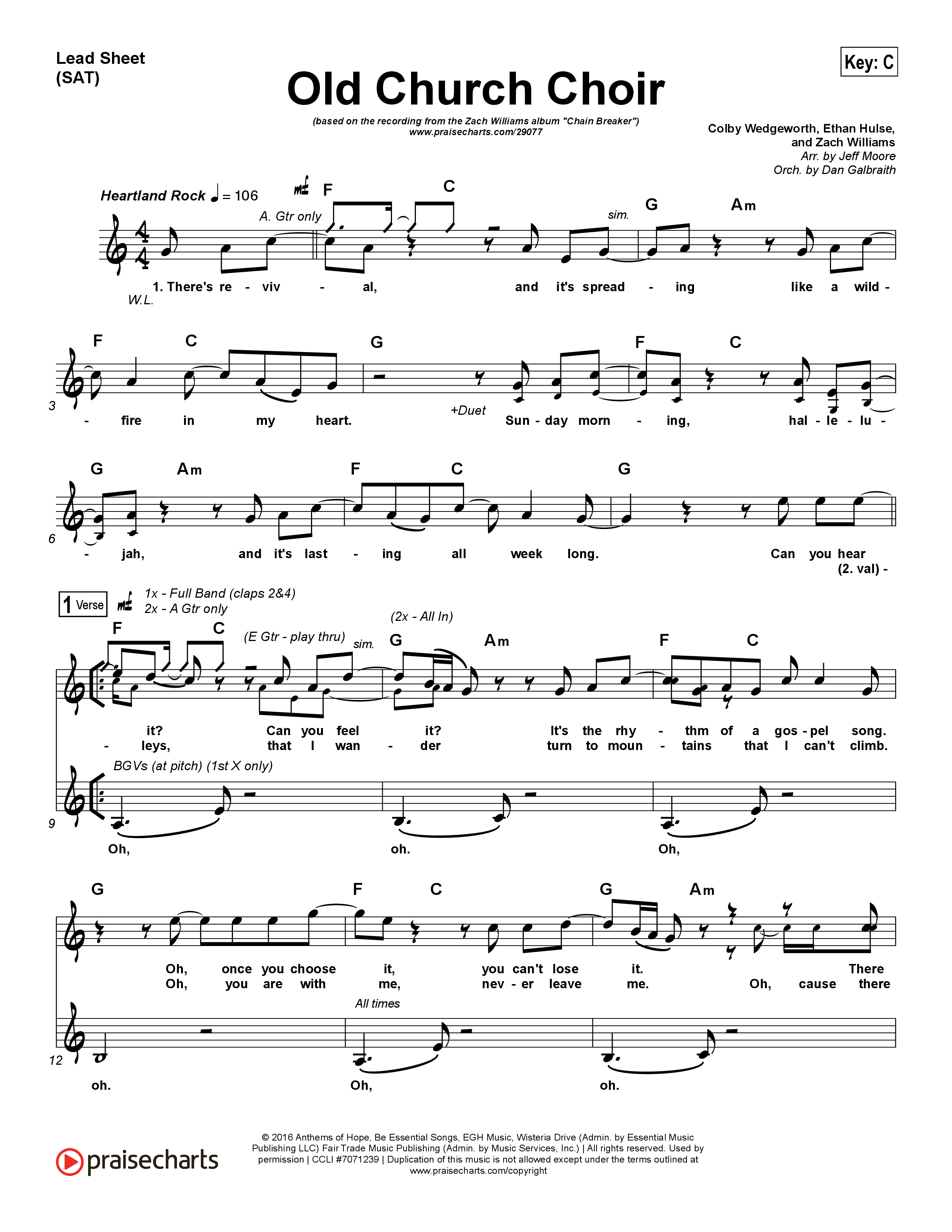 Old Church Choir Lead Sheet (SAT) (Zach Williams)