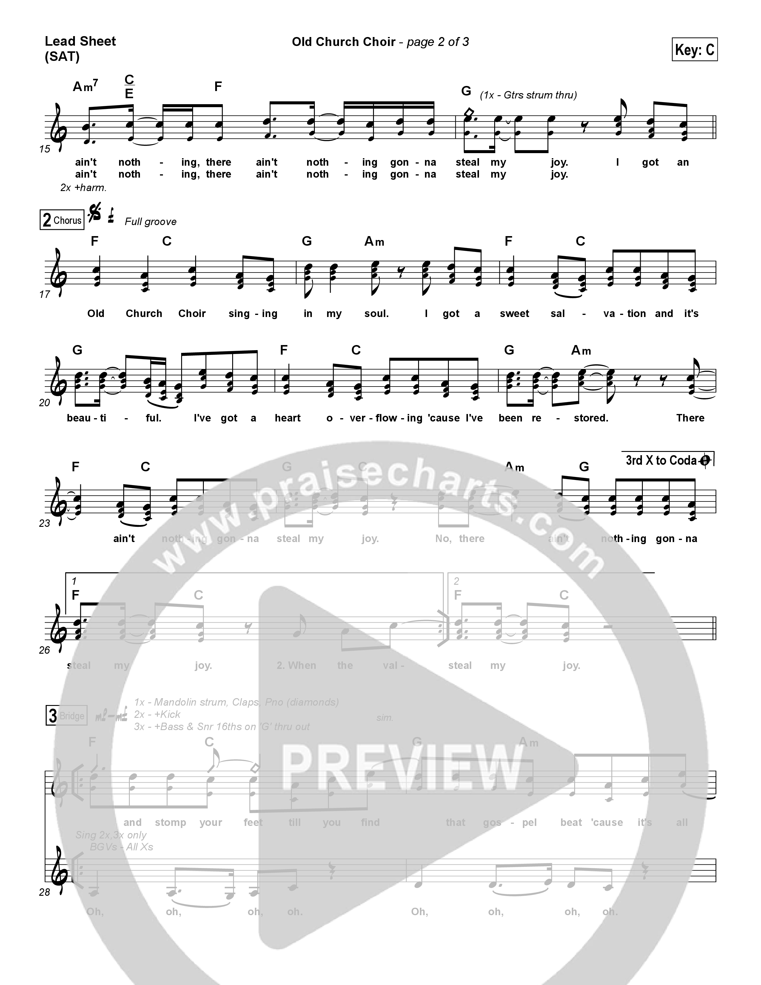 Old Church Choir Lead Sheet (SAT) (Zach Williams)