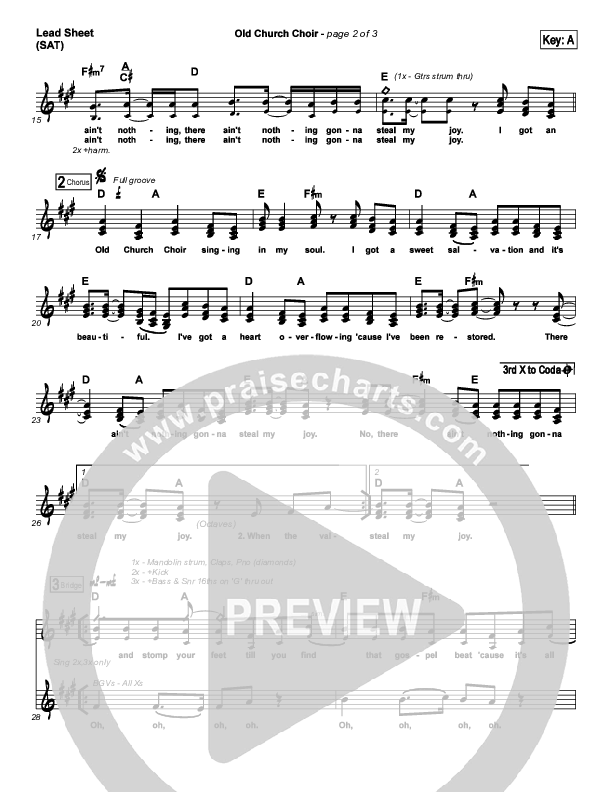 Old Church Choir (Zach Williams) - PraiseCharts