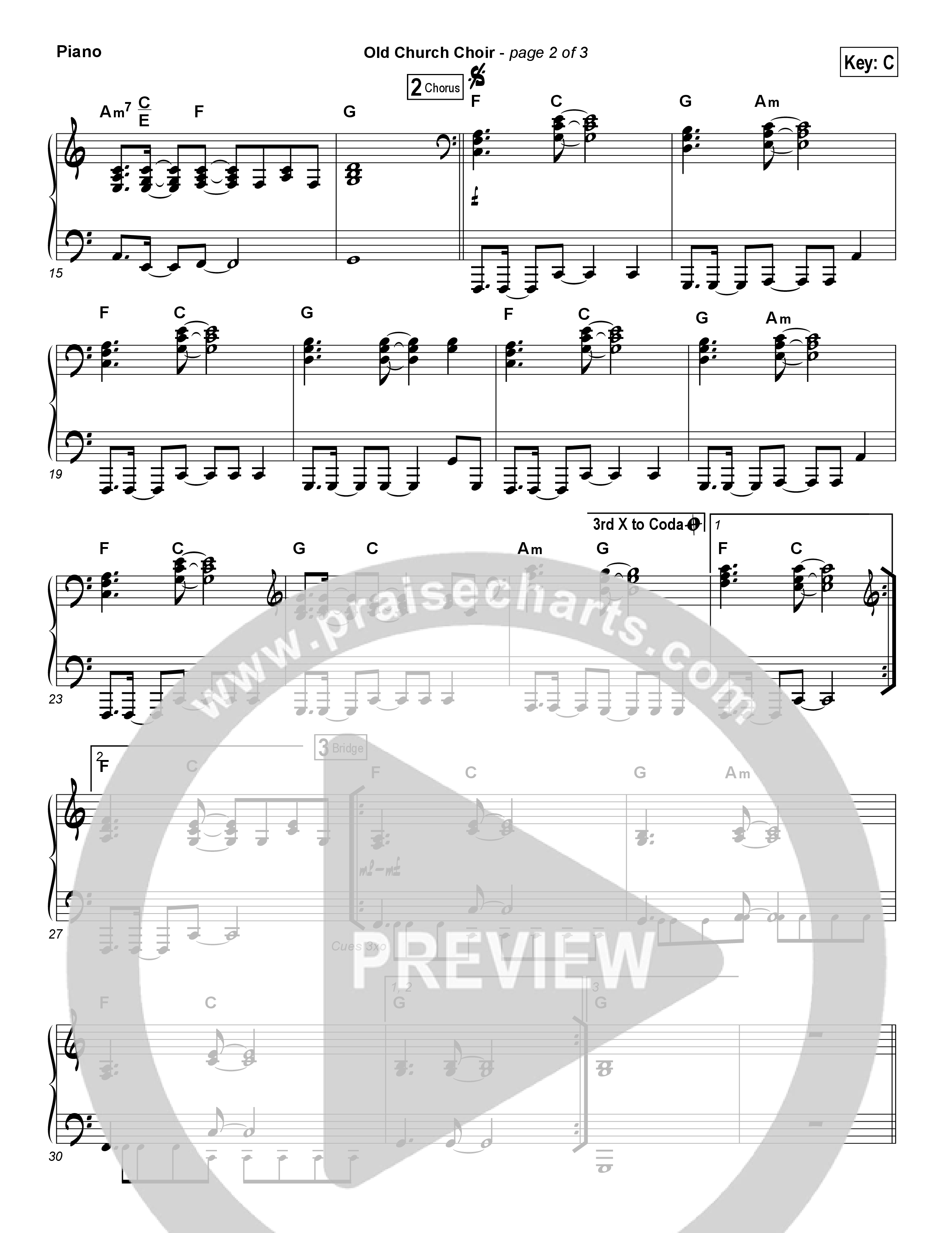 Old Church Choir Piano Sheet (Zach Williams)