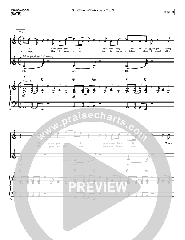 Old Church Choir Piano/Vocal (SATB) (Zach Williams)