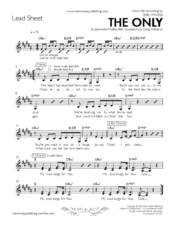 The Only Lead Sheet (Valley Worship)