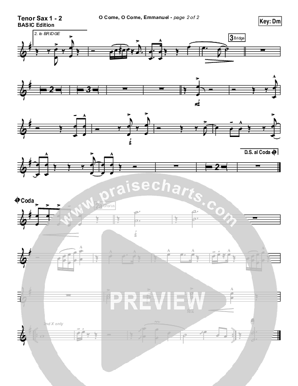 O Come O Come Emmanuel Tenor Sax 1/2 (Jon Ward)
