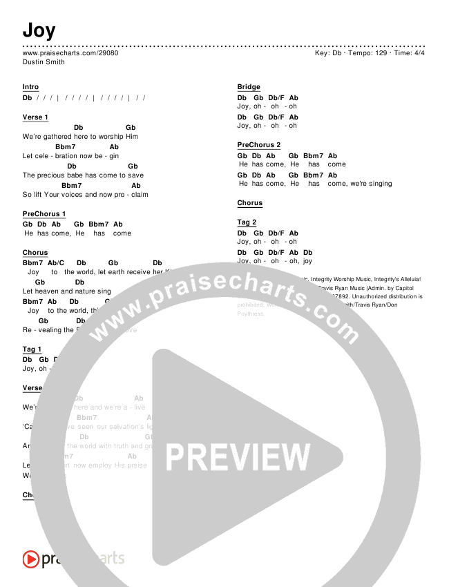 Joy Chords & Lyrics (Dustin Smith)