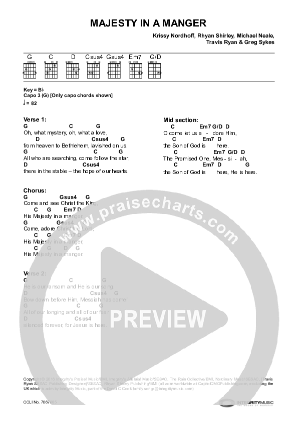 Majesty In A Manger Chords & Lyrics (Greg Sykes)