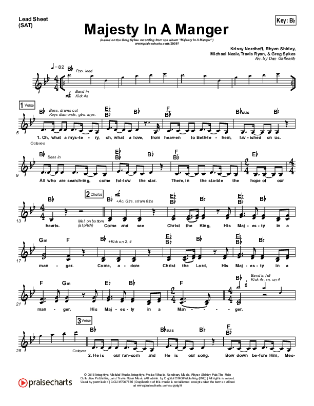 Majesty In A Manger Lead Sheet (SAT) (Greg Sykes)