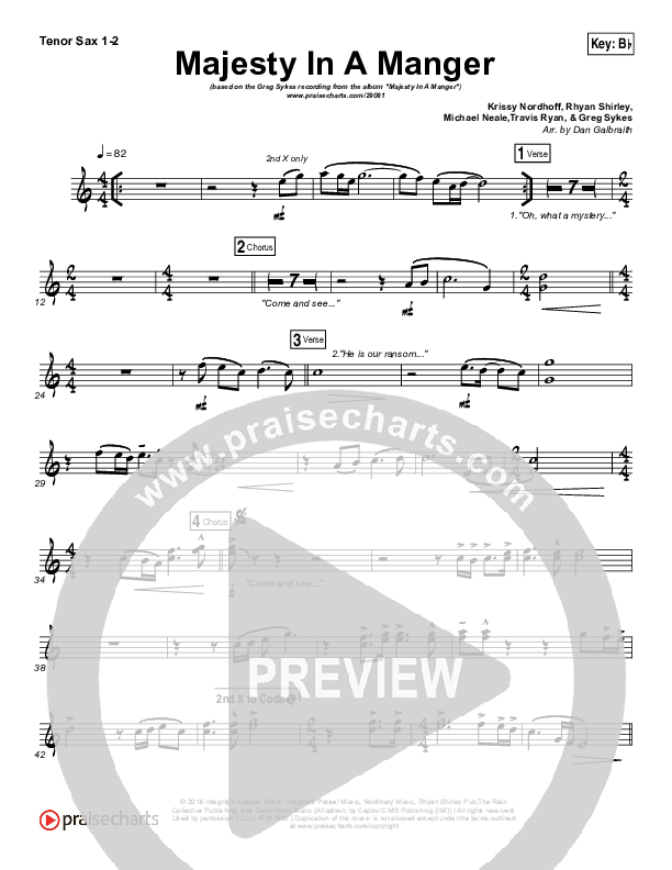 Majesty In A Manger Tenor Sax 1/2 (Greg Sykes)