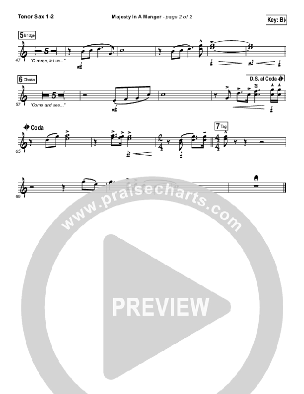 Majesty In A Manger Tenor Sax 1/2 (Greg Sykes)