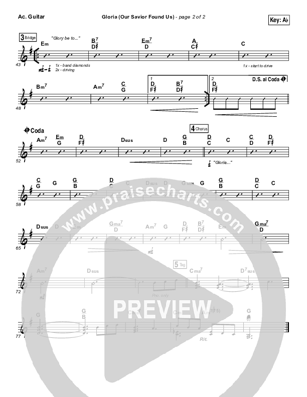 Gloria (Our Savior Found Us) Acoustic Guitar (Darlene Zschech)