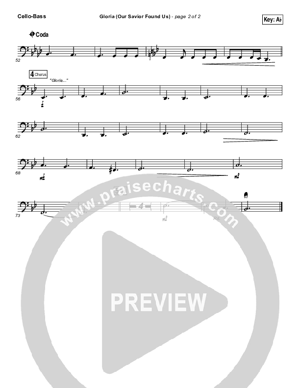 Gloria (Our Savior Found Us) Cello/Bass (Darlene Zschech)