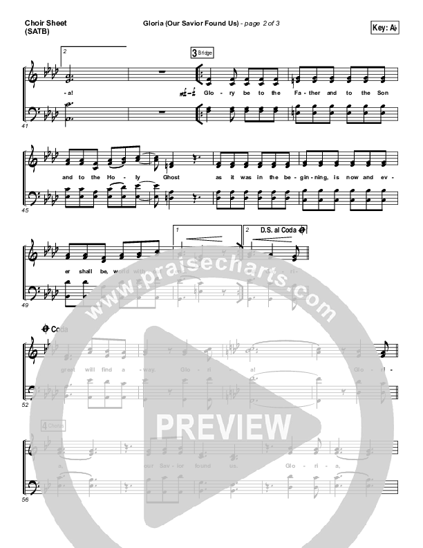 Gloria (Our Savior Found Us) Choir Vocals (SATB) (Darlene Zschech)