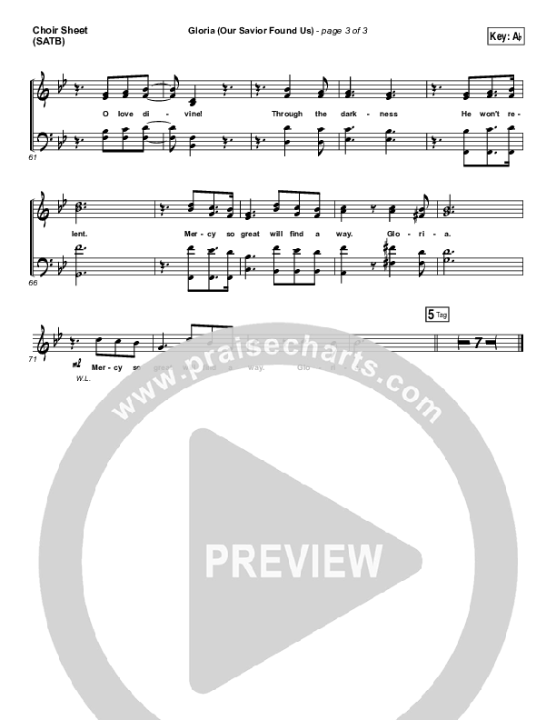 Gloria (Our Savior Found Us) Choir Vocals (SATB) (Darlene Zschech)