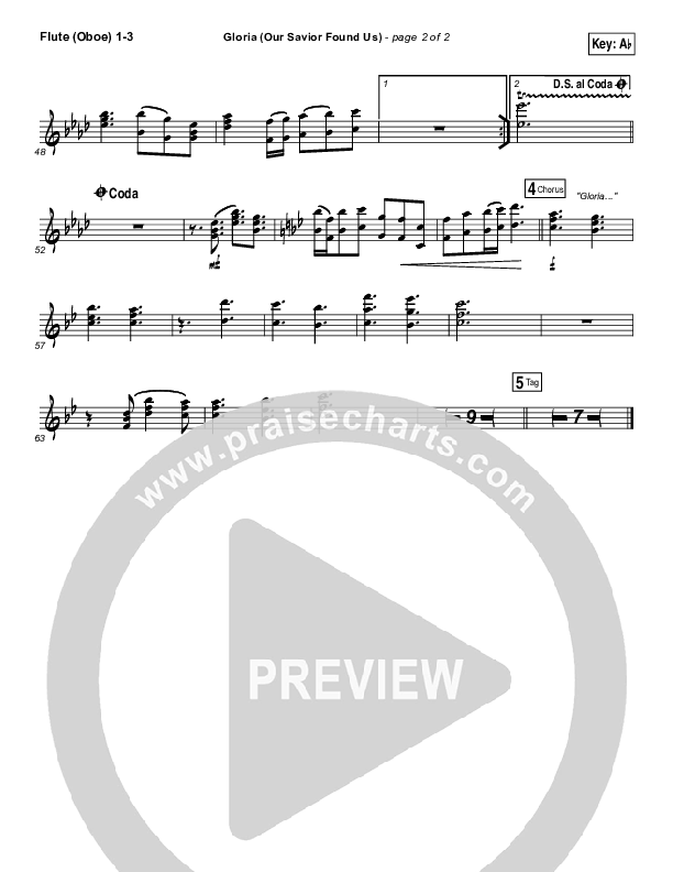 Gloria (Our Savior Found Us) Flute/Oboe 1/2/3 (Darlene Zschech)