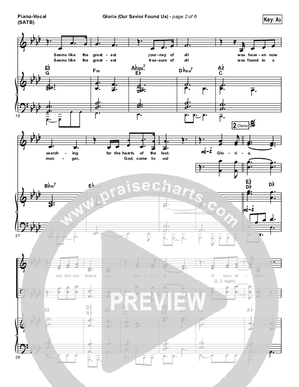 Gloria (Our Savior Found Us) Piano/Vocal Pack (Darlene Zschech)