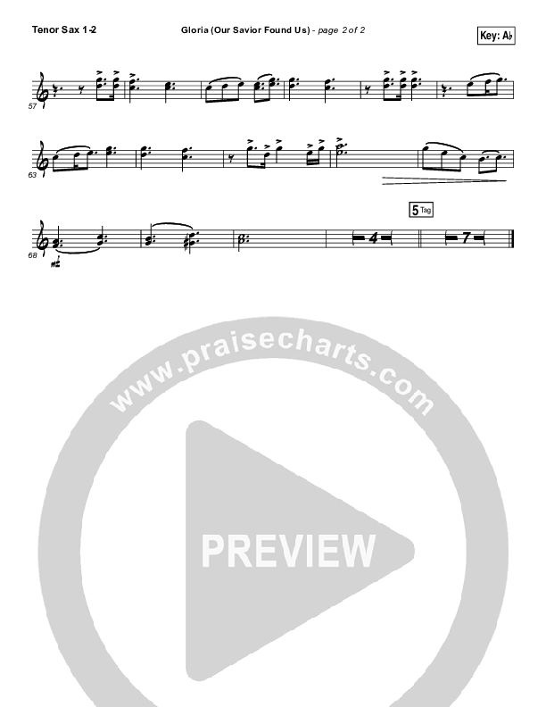 Gloria (Our Savior Found Us) Tenor Sax 1/2 (Darlene Zschech)