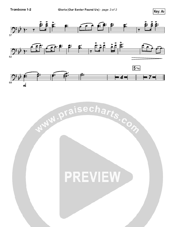 Gloria (Our Savior Found Us) Trombone 1/2 (Darlene Zschech)