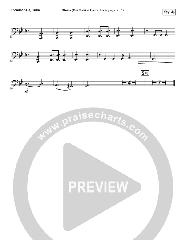 Gloria (Our Savior Found Us) Trombone 3/Tuba (Darlene Zschech)