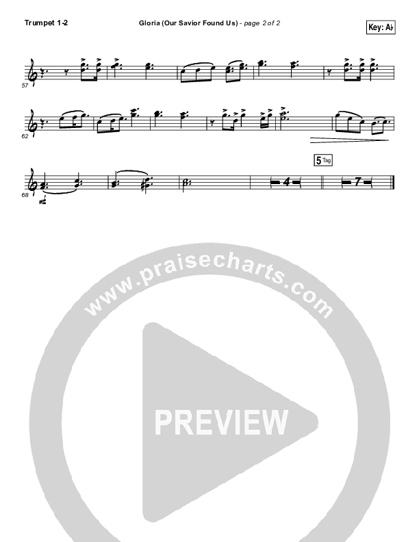 Gloria (Our Savior Found Us) Trumpet 1,2 (Darlene Zschech)
