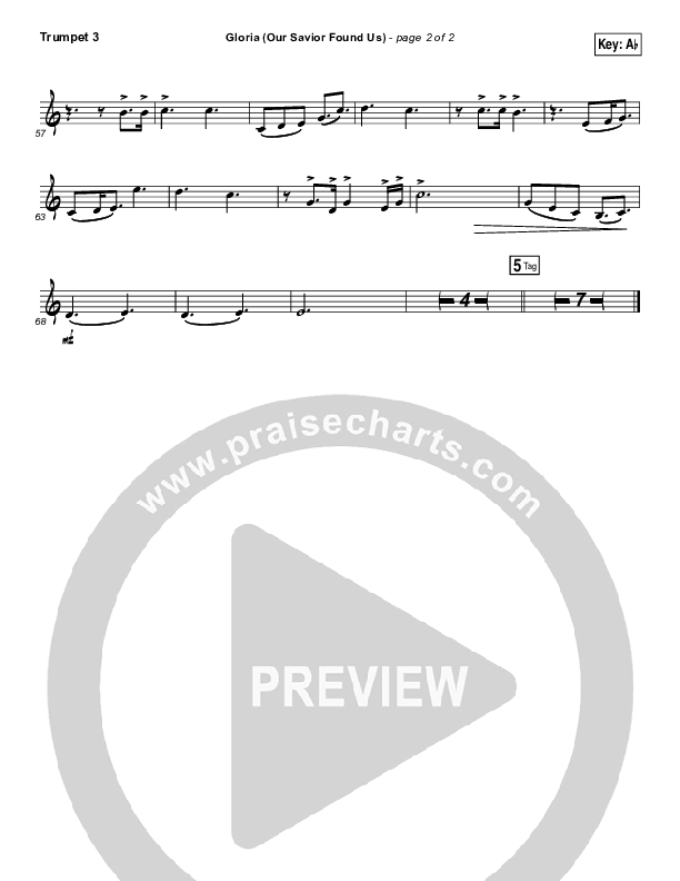 Gloria (Our Savior Found Us) Trumpet 3 (Darlene Zschech)
