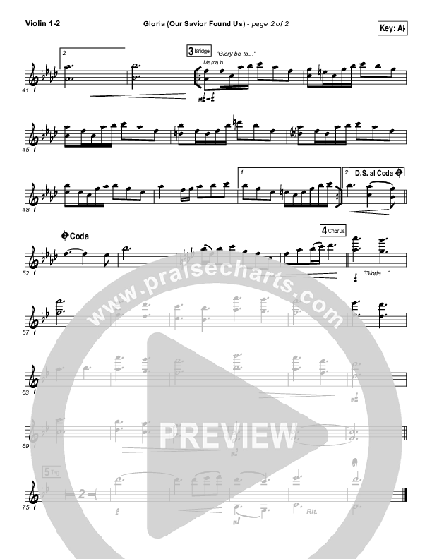 Gloria (Our Savior Found Us) Violin 1/2 (Darlene Zschech)