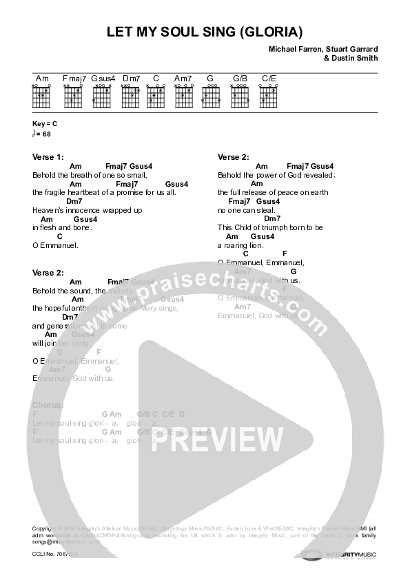 Let My Soul Sing (Gloria) Chords & Lyrics (Michael Farren)