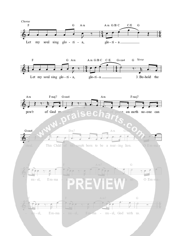 Let My Soul Sing (Gloria) Lead Sheet (Michael Farren)