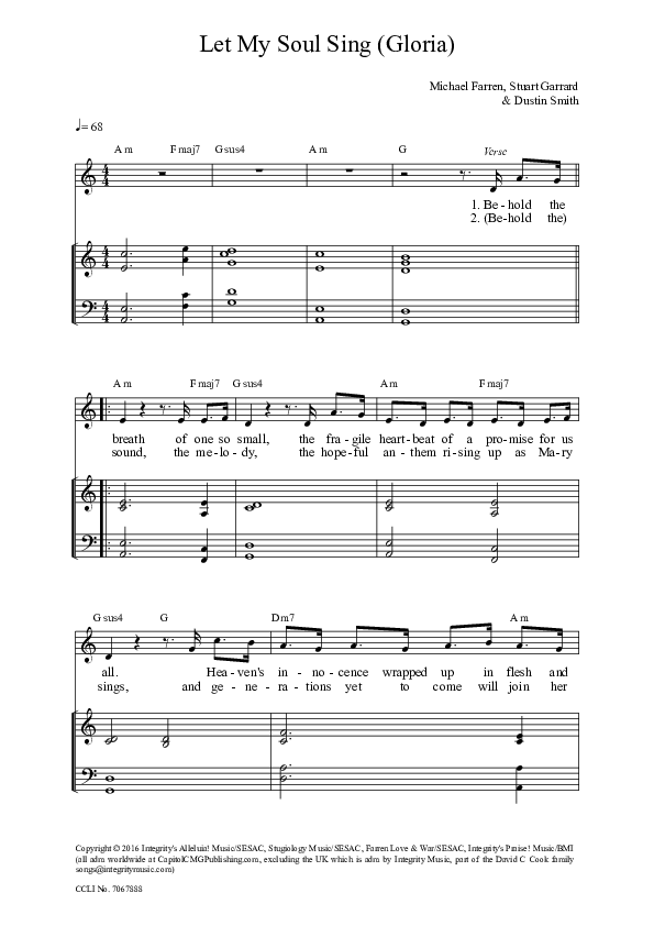 Let My Soul Sing (Gloria) Piano/Vocal (Michael Farren)