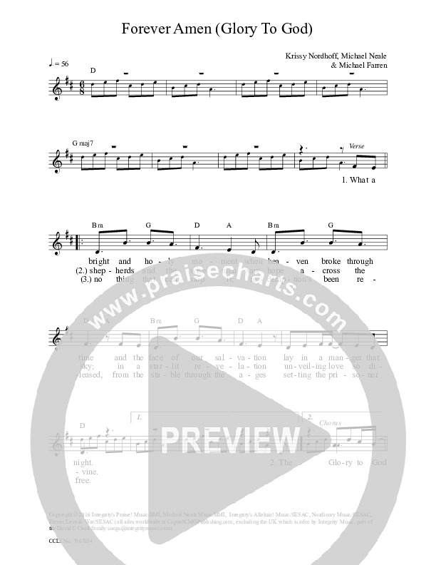 Forever Amen (Glory To God) Lead Sheet (Michael Neale)