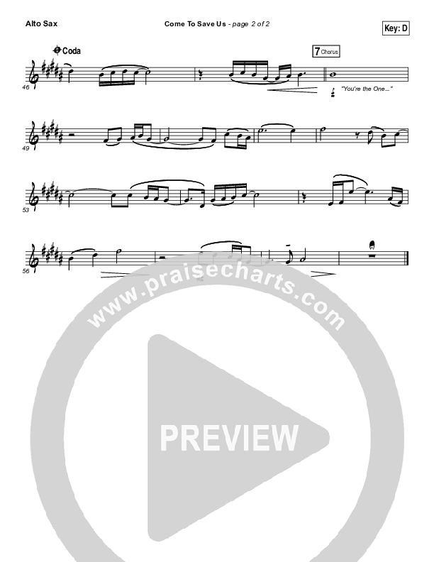 Come To Save Us Alto Sax (All Sons & Daughters)