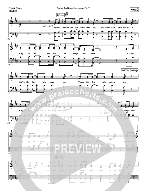 Come To Save Us Choir Sheet (SATB) (All Sons & Daughters)