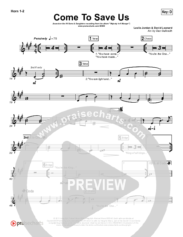 Come To Save Us French Horn 1/2 (All Sons & Daughters)