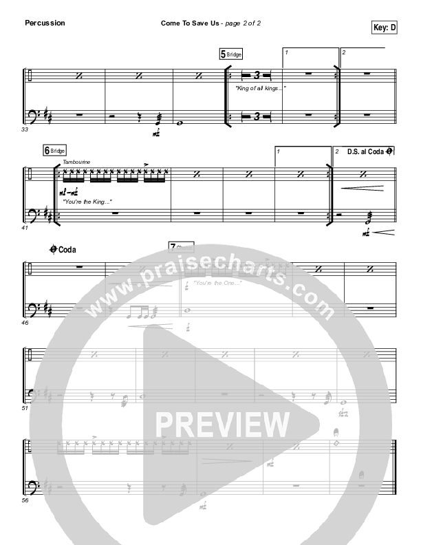 Come To Save Us Percussion (All Sons & Daughters)