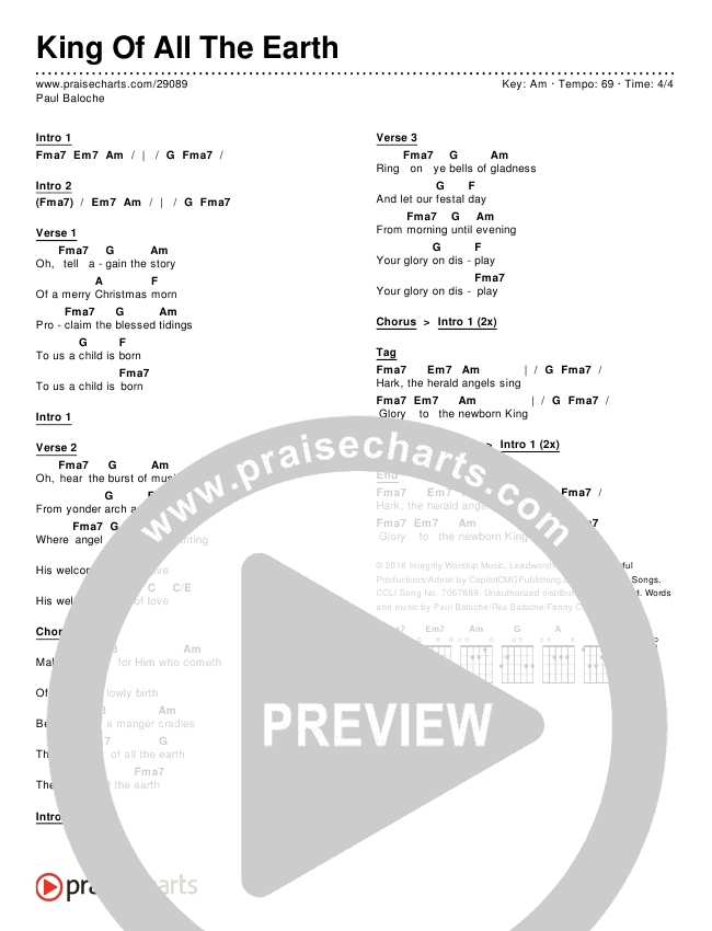 King Of All The Earth Chords & Lyrics (Paul Baloche)