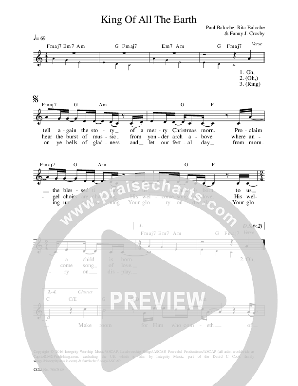 King Of All The Earth Lead Sheet (Paul Baloche)