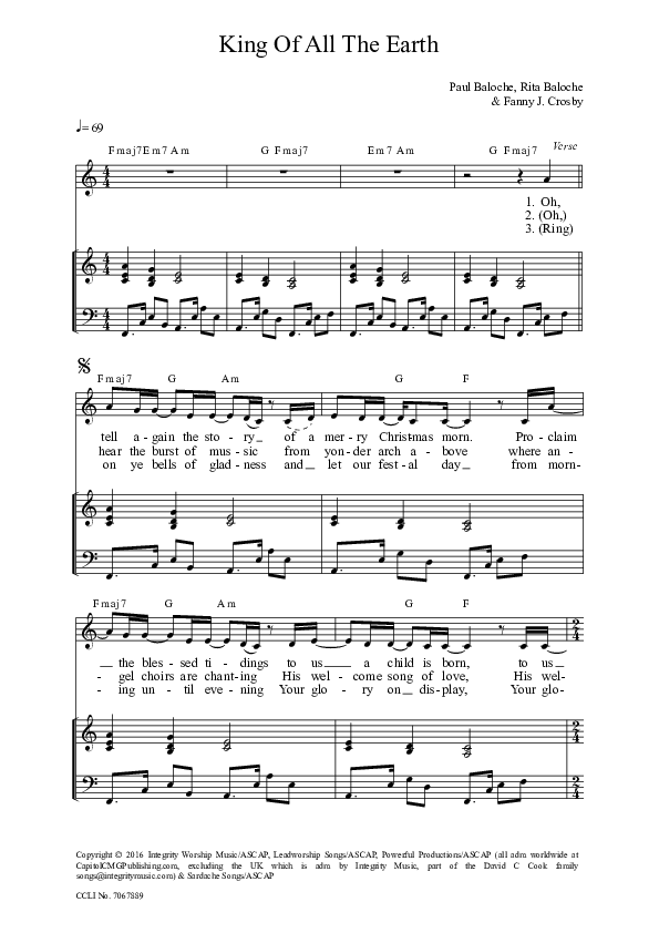 King Of All The Earth Piano/Vocal (Paul Baloche)