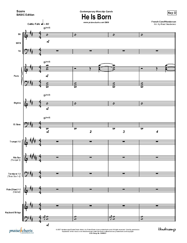 He Is Born Conductor's Score (Andrea Duvall)