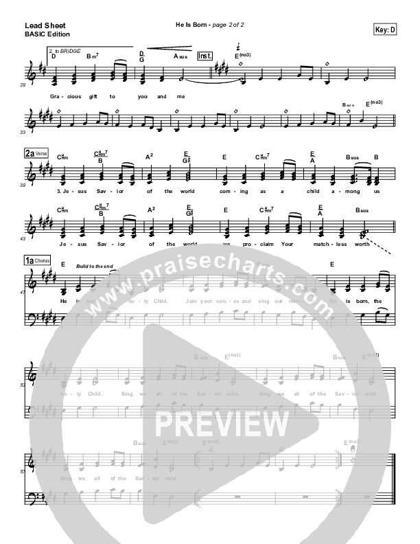 He Is Born Lead Sheet (Andrea Duvall)