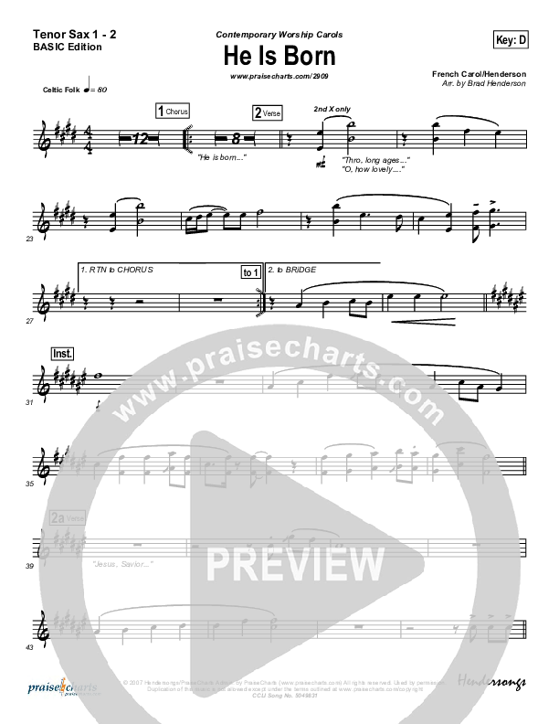 He Is Born Tenor Sax 1/2 (Andrea Duvall)