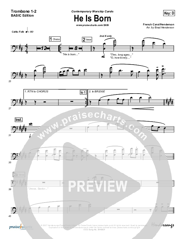 He Is Born Trombone 1/2 (Andrea Duvall)